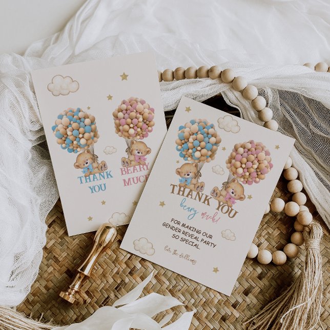 Tarjeta De Agradecimiento Revelación de género de globos azules rosados de o (Subido por el creador)