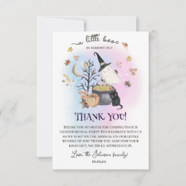 Tarjeta De Agradecimiento Revelación de género de Halloween un pequeño boo e