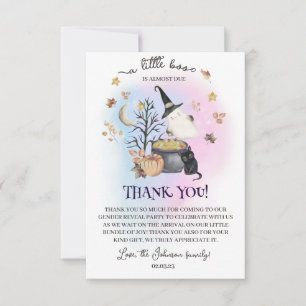 Tarjeta De Agradecimiento Revelación de género de Halloween un pequeño boo e