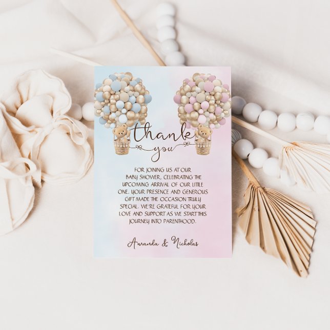 Tarjeta De Agradecimiento Revelación de género de osito de peluche de oro az (Subido por el creador)