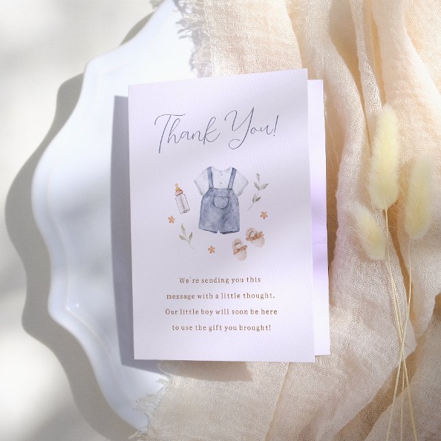 Tarjeta De Agradecimiento Revelación de género de ropa de bebé Boho (Subido por el creador)