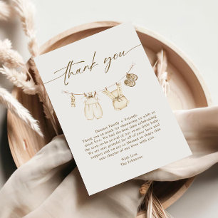 Tarjeta De Agradecimiento Revelación de género de ropa de bebé de color de a