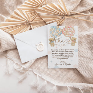 Tarjeta De Agradecimiento Revelación de género globos azules y rosas