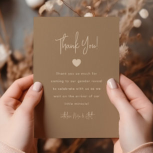 Tarjeta De Agradecimiento Revelación de género Little Miracle beige neutro