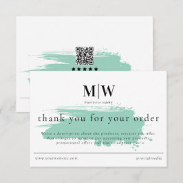 Tarjeta De Agradecimiento Review Order Packaging Insert Green Monogram Info