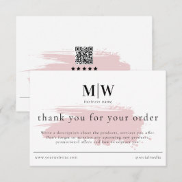 Tarjeta De Agradecimiento Review Order Packaging Insert Pink Monogram Info