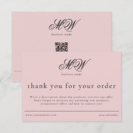 Tarjeta De Agradecimiento Review Order Packaging Insert Script Monogram Pink