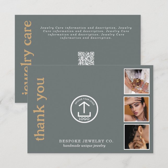 Tarjeta De Agradecimiento Review Thank You Jewelry Care Card Order Insert (Anverso / Reverso)