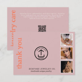 Tarjeta De Agradecimiento Review Thank You Jewelry Care Card Order Insert