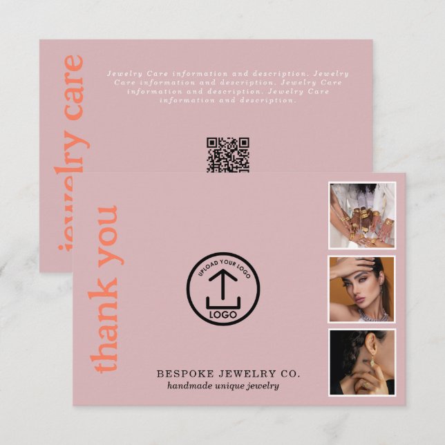 Tarjeta De Agradecimiento Review Thank You Jewelry Care Card Order Insert (Anverso / Reverso)