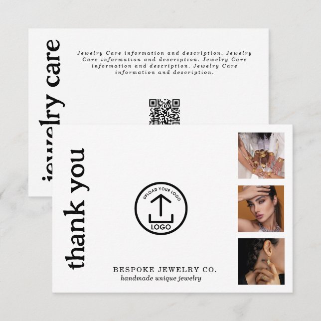 Tarjeta De Agradecimiento Review Thank You Jewelry Care Card Order Insert (Anverso / Reverso)