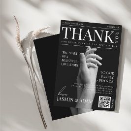 Tarjeta De Agradecimiento Revista de lujo en modo oscuro para boda