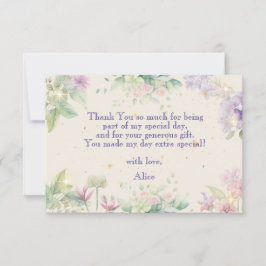 Tarjeta De Agradecimiento Revolotear y girar Jardín de hadas cumpleaños acua