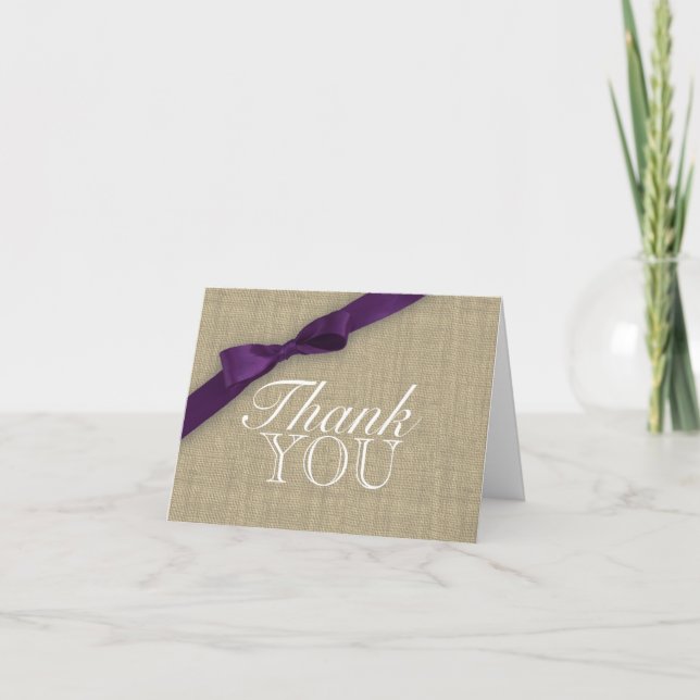 Tarjeta De Agradecimiento Ribbon Country Purple Gracias (Anverso)
