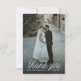 Tarjeta De Agradecimiento Ribbon Script Minimalist Wedding Photo Small