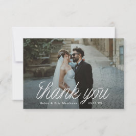 Tarjeta De Agradecimiento Ribbon Script Minimalist Wedding Photo Small