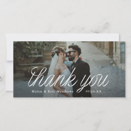 Tarjeta De Agradecimiento Ribbon Script Minimalist Wedding Photo Tall
