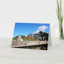Tarjeta De Agradecimiento Rijtje Fubby's die in een optocht met madeliefjes.