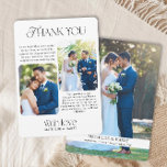 Tarjeta De Agradecimiento Rincón redondeado de tipo nostálgico 3 Boda fotogr<br><div class="desc">Tarjeta de agradecimiento boda con foto en la parte delantera y trasera. El diseño está escrito con "gracias" y "con amor" en un tipo de letra nostálgico romántico y la plantilla de fotos está configurada para que añadas 3 fotos bodas. Las dos fotos de la parte delantera se muestran como...</div>