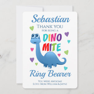 Tarjeta De Agradecimiento Ring Bearer Page Boy Gracias Dinosaur