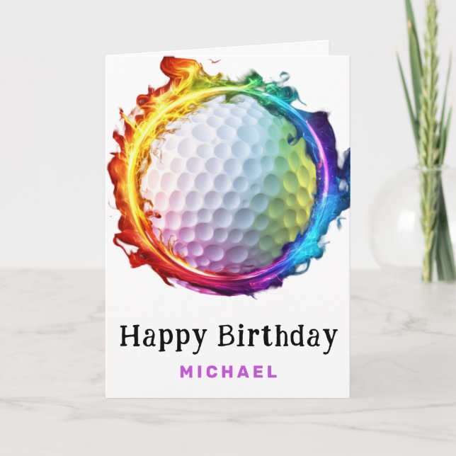 Tarjeta De Agradecimiento *~* Ring Rainbow Fire Ball de golf AP94 Birthday C (Anverso)