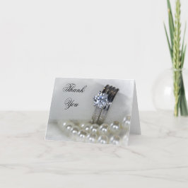 Tarjeta De Agradecimiento Rings de diamantes y Boda de Perlas Blancas Gracia