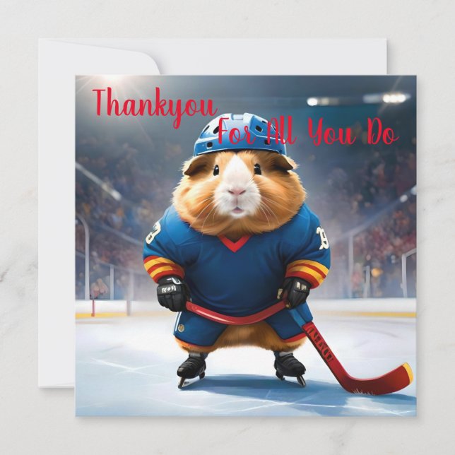 Tarjeta De Agradecimiento "Rink Rookie: El cerdo guineano de hockey sobre hi (Anverso)