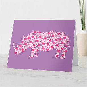 Tarjeta De Agradecimiento Rinocerontes del corazón rosado