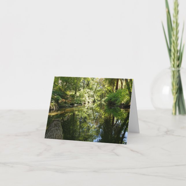 Tarjeta De Agradecimiento río fresco que refleja vegetación notecard (Anverso)