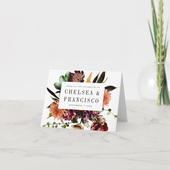 Tarjeta De Agradecimiento Riqueza del Boda colorido de primavera (Anverso)