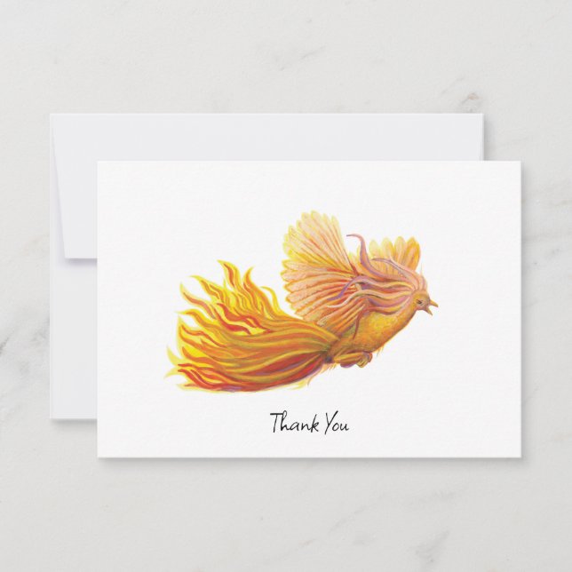 Tarjeta De Agradecimiento Rising Phoenix Bird Ilustracion (Anverso)