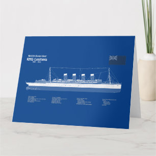 Tarjeta De Agradecimiento RMS Lusitania - Planes de trazado del buque ABD