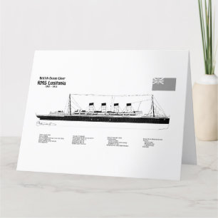 Tarjeta De Agradecimiento RMS Lusitania - Planes de trazado del buque BD