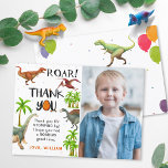 Tarjeta De Agradecimiento Roar Dinosaur Jungle Birthday Photo Thank You Card<br><div class="desc">Roar Dinosaur Jungle Birthday Photo Thank You Card</div>