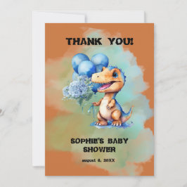 Tarjeta De Agradecimiento Roar Es Un Niño Baby Shower De Dinosaurios T-Rex