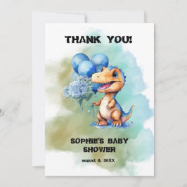 Tarjeta De Agradecimiento Roar Es Un Niño Baby Shower De Dinosaurios T-Rex