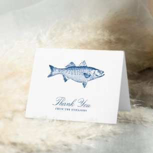 Tarjeta De Agradecimiento Róbalo Liso Boda Azul Marina