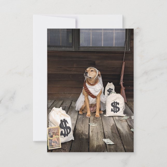 Tarjeta De Agradecimiento Robber Bride Dog disfraz libro notecard divertido (Anverso)