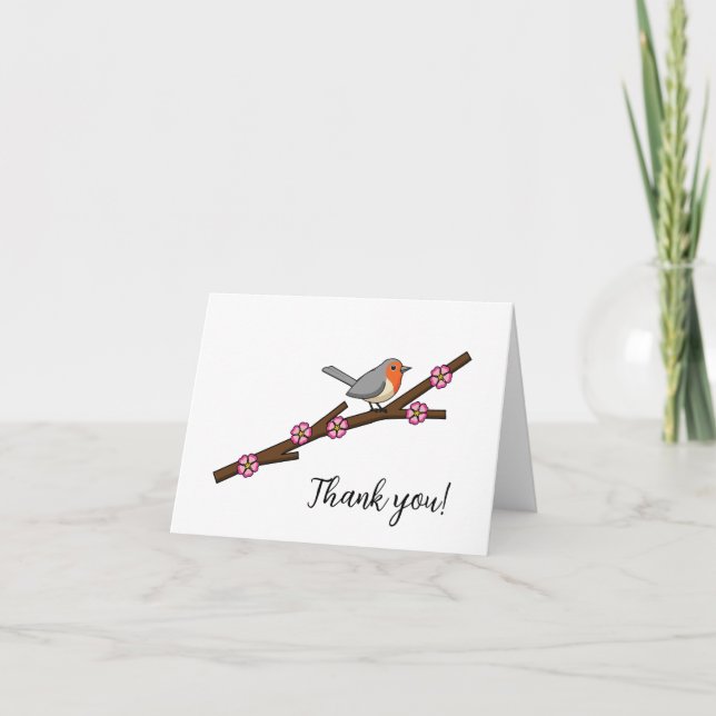 Tarjeta De Agradecimiento Robin en Sakura | Añadir tu texto (Anverso)