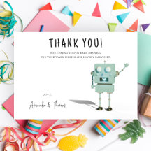 Robot boy Baby Shower - gracias