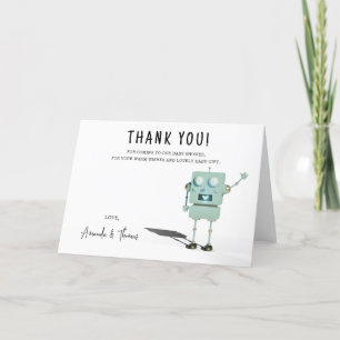 Tarjeta De Agradecimiento Robot boy Baby Shower - gracias