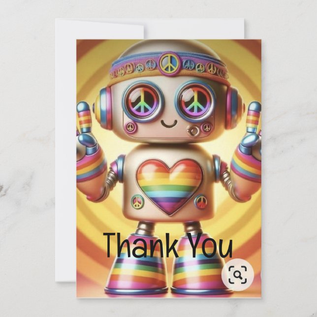Tarjeta De Agradecimiento Robot Retro que se Bambolea  (Anverso)