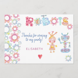 Tarjeta De Agradecimiento Robots temática niños de cumpleaños fiesta lindo g