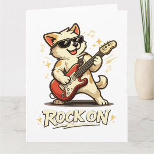 Tarjeta De Agradecimiento Roca En Guitarra Perro Divertido Música Rock