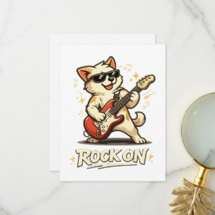 Tarjeta De Agradecimiento Roca En Guitarra Perro Divertido Música Rock