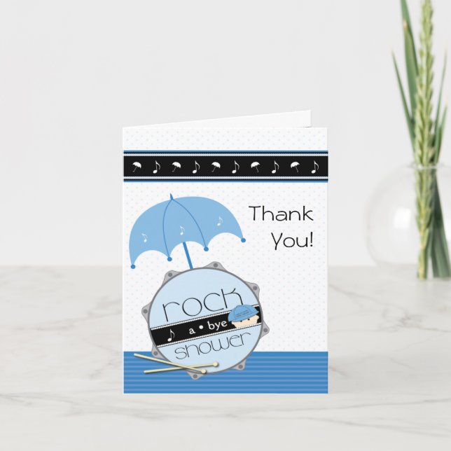 Tarjeta De Agradecimiento Rock a Bye Baby Shower Gracias (Anverso)