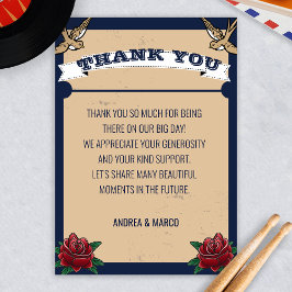 Tarjeta De Agradecimiento Rockabilly Tattoo Boda gótico