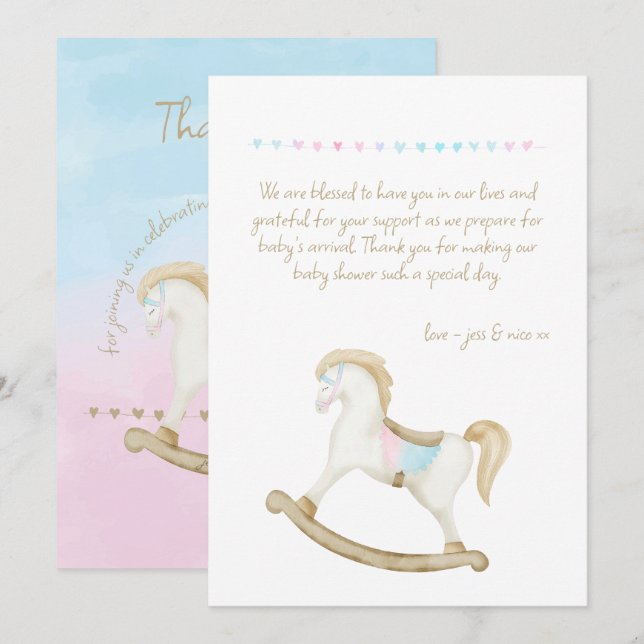 Tarjeta De Agradecimiento Rockefeller Blue Pink Gender Neutral Baby Shower (Anverso / Reverso)
