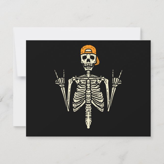 Tarjeta De Agradecimiento Rocker Skeleton Cap Skater Cool Halloween Punk Roc (Anverso)