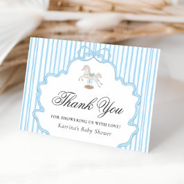 Tarjeta De Agradecimiento Rocking Horse Blue Baby Shower Thank You Card